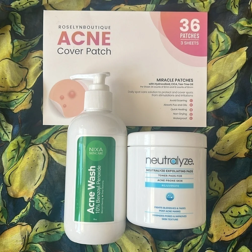 Lot of Acne Face Wash Cleanser Toner Exfoliating Pads Miracle Cover Patches